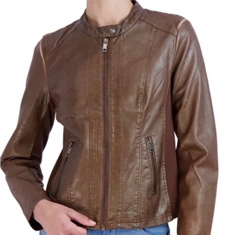 Woman’s Size Large Brown Leather Looking Jacket L… - image 2